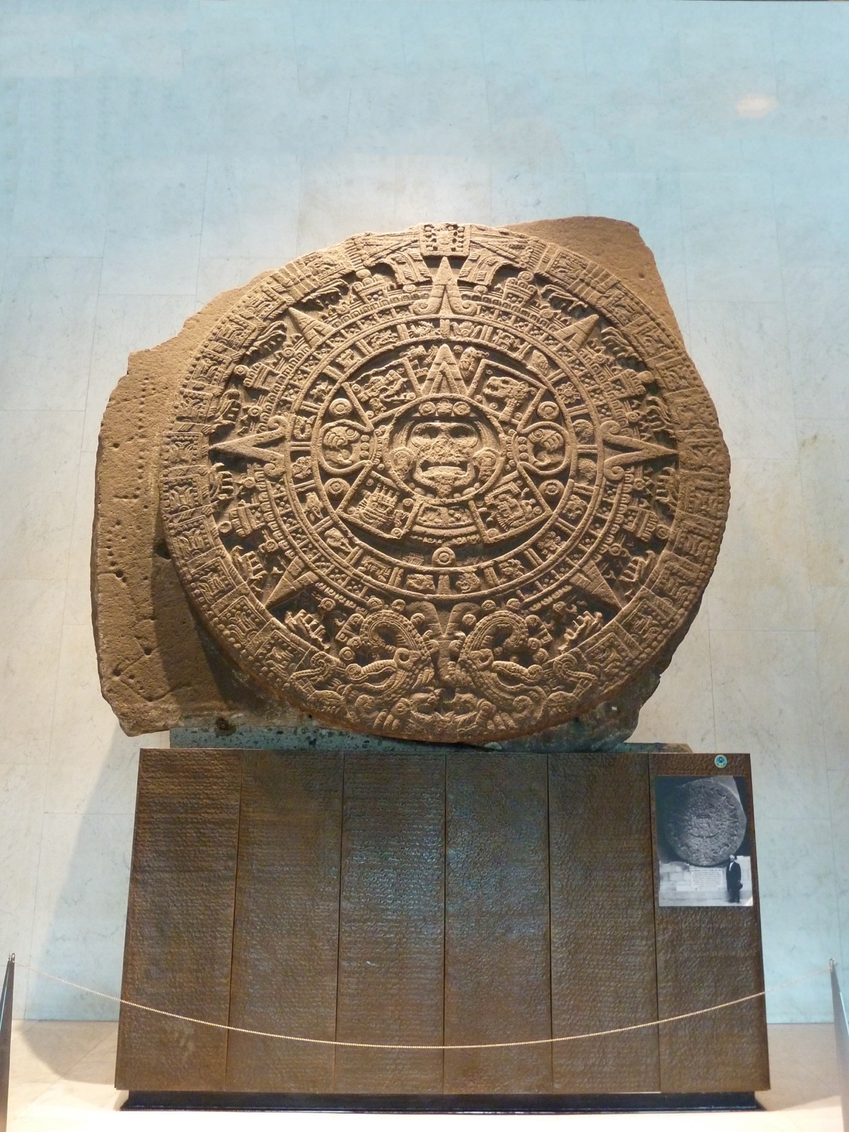 The Aztec Sun Stone (Piedra del Sol)—basalt calendar stone depicting the Five Suns cosmology