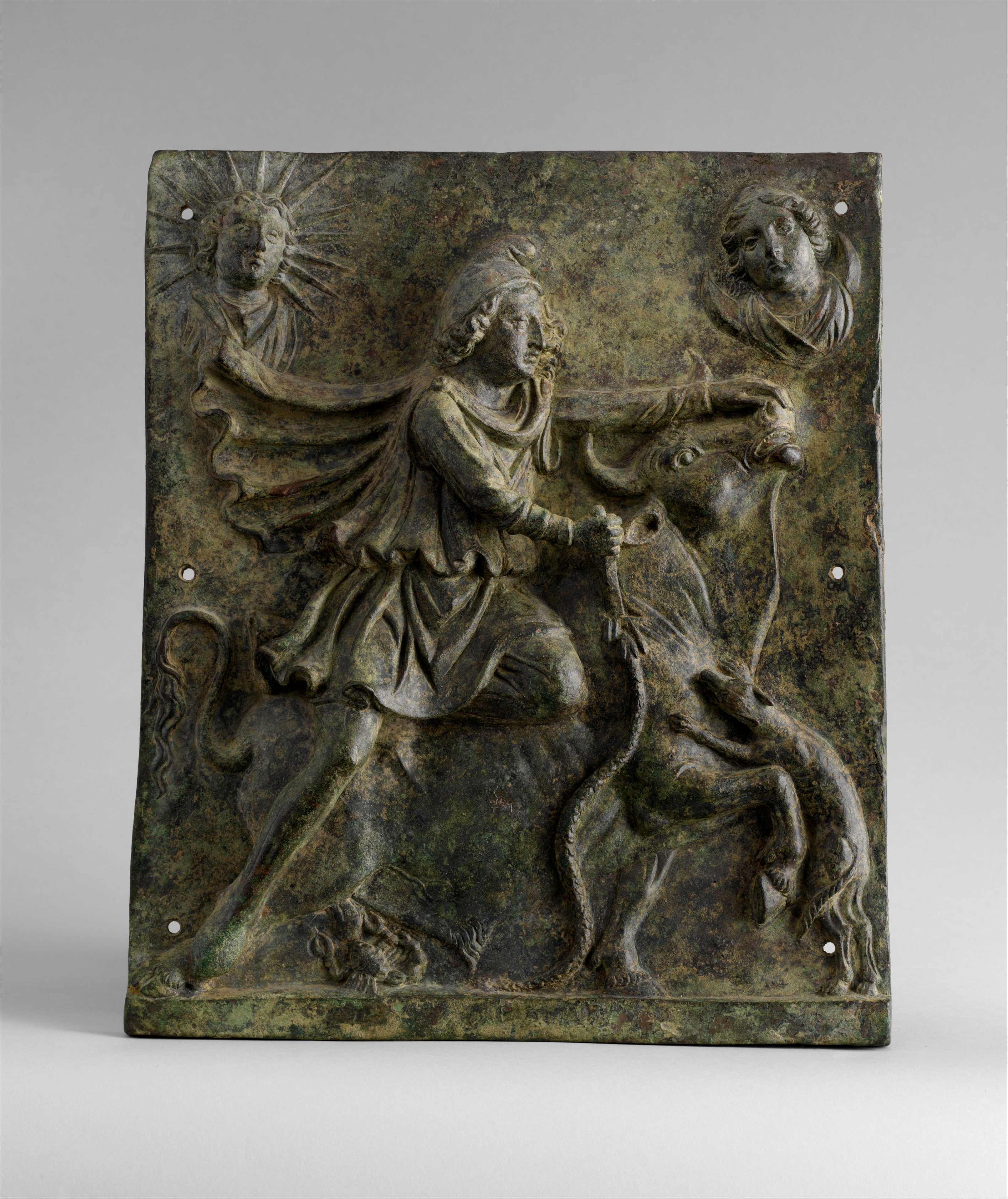 Bronze plaque of Mithras slaying the bull, Roman period, Met Museum