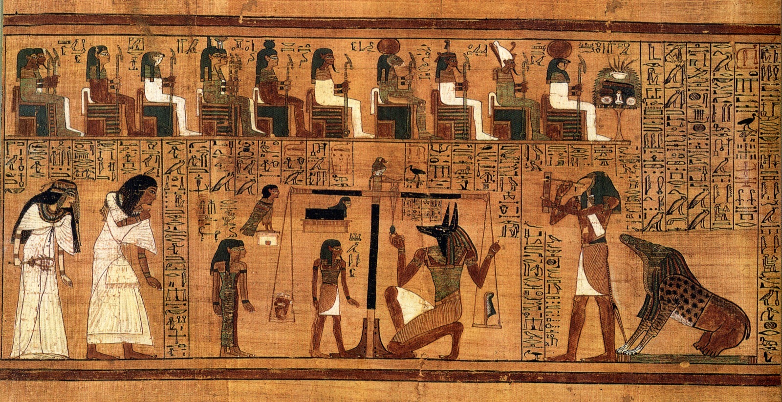 The Weighing of the Heart scene from the Papyrus of Ani—Anubis, Thoth, Ammit, and the scale of Ma'at